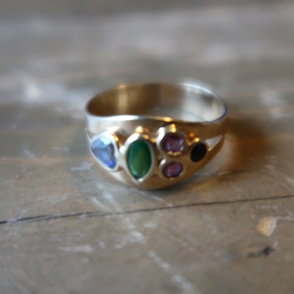 14k Yellow Gold Multi Gemstone Ring Sz 6.25